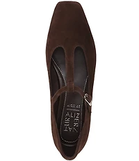 Naturalizer Bella Suede Square Toe T-Strap Mary Jane Flats
