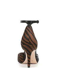 Naturalizer Bliss Calf Hair Zebra Print Pointed Toe Ankle Strap Dress Pumps