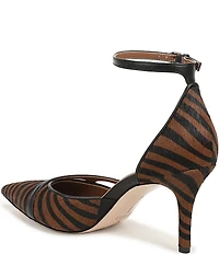 Naturalizer Bliss Calf Hair Zebra Print Pointed Toe Ankle Strap Dress Pumps
