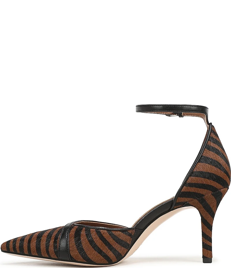 Naturalizer Bliss Calf Hair Zebra Print Pointed Toe Ankle Strap Dress Pumps
