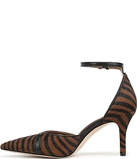 Naturalizer Bliss Calf Hair Zebra Print Pointed Toe Ankle Strap Dress Pumps