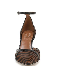 Naturalizer Bliss Calf Hair Zebra Print Pointed Toe Ankle Strap Dress Pumps