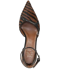 Naturalizer Bliss Calf Hair Zebra Print Pointed Toe Ankle Strap Dress Pumps