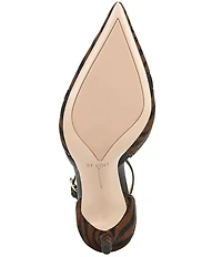 Naturalizer Bliss Calf Hair Zebra Print Pointed Toe Ankle Strap Dress Pumps