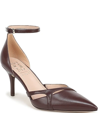 Naturalizer Bliss Leather Pointed Toe Ankle Strap Dress Pumps