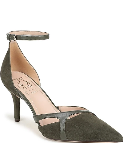 Naturalizer Bliss Suede Pointed Toe Ankle Strap Dress Pumps