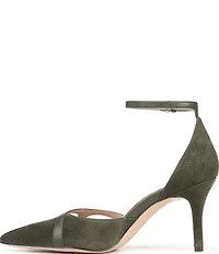 Naturalizer Bliss Suede Pointed Toe Ankle Strap Dress Pumps