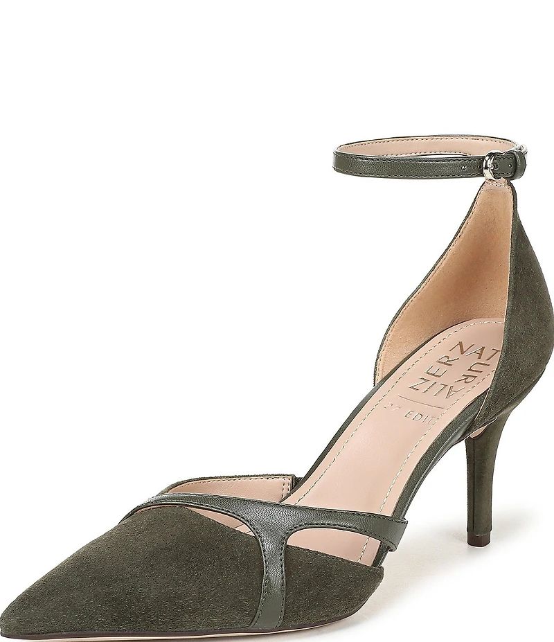 Naturalizer Bliss Suede Pointed Toe Ankle Strap Dress Pumps