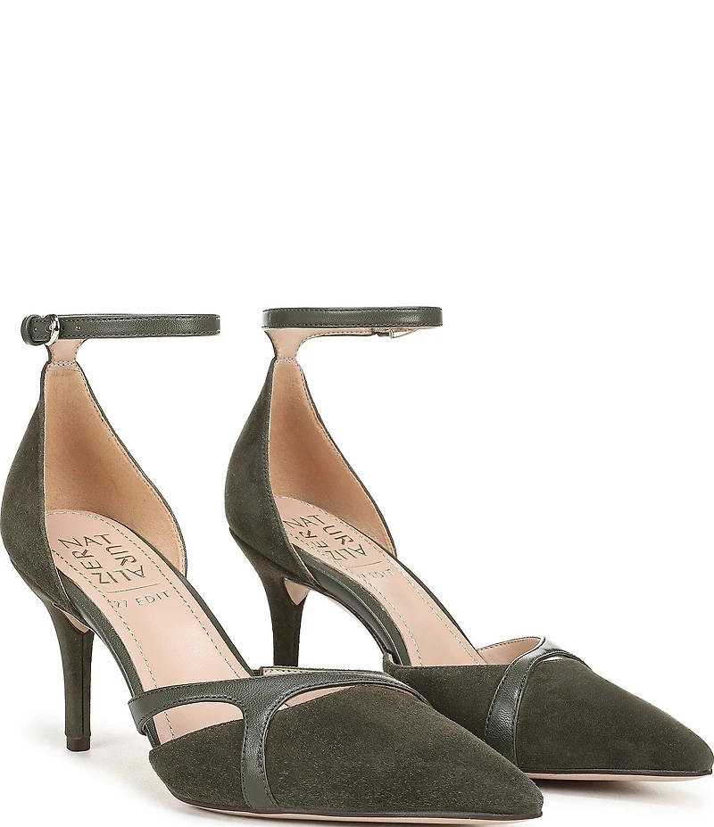 Naturalizer Bliss Suede Pointed Toe Ankle Strap Dress Pumps