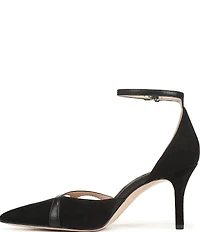 Naturalizer Bliss Suede Pointed Toe Ankle Strap Dress Pumps