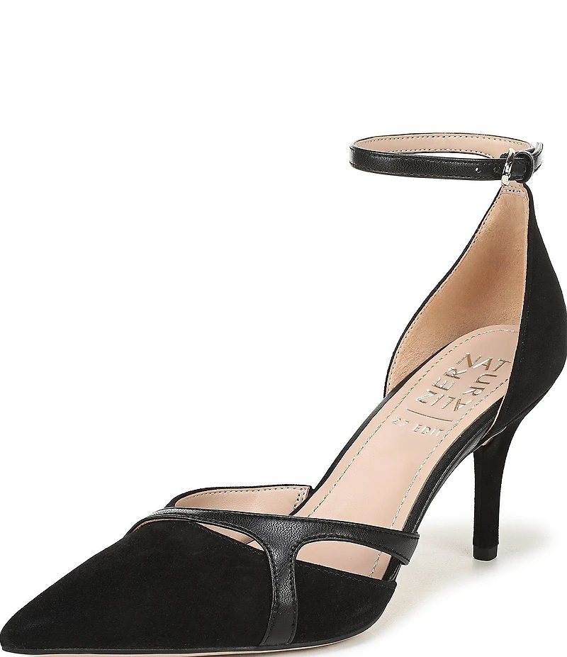 Naturalizer Bliss Suede Pointed Toe Ankle Strap Dress Pumps