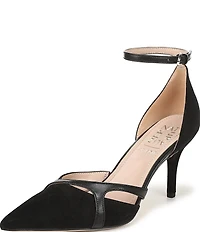 Naturalizer Bliss Suede Pointed Toe Ankle Strap Dress Pumps