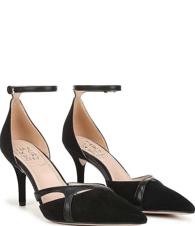 Naturalizer Bliss Suede Pointed Toe Ankle Strap Dress Pumps