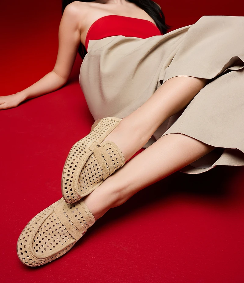 Naturalizer Bloom Perforated Suede Penny Loafers