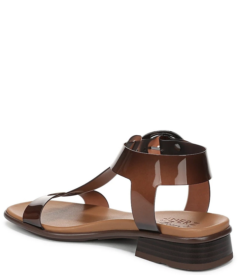 Naturalizer Brandy Big Buckle Hardware T-Strap Ankle Wrap Sandals