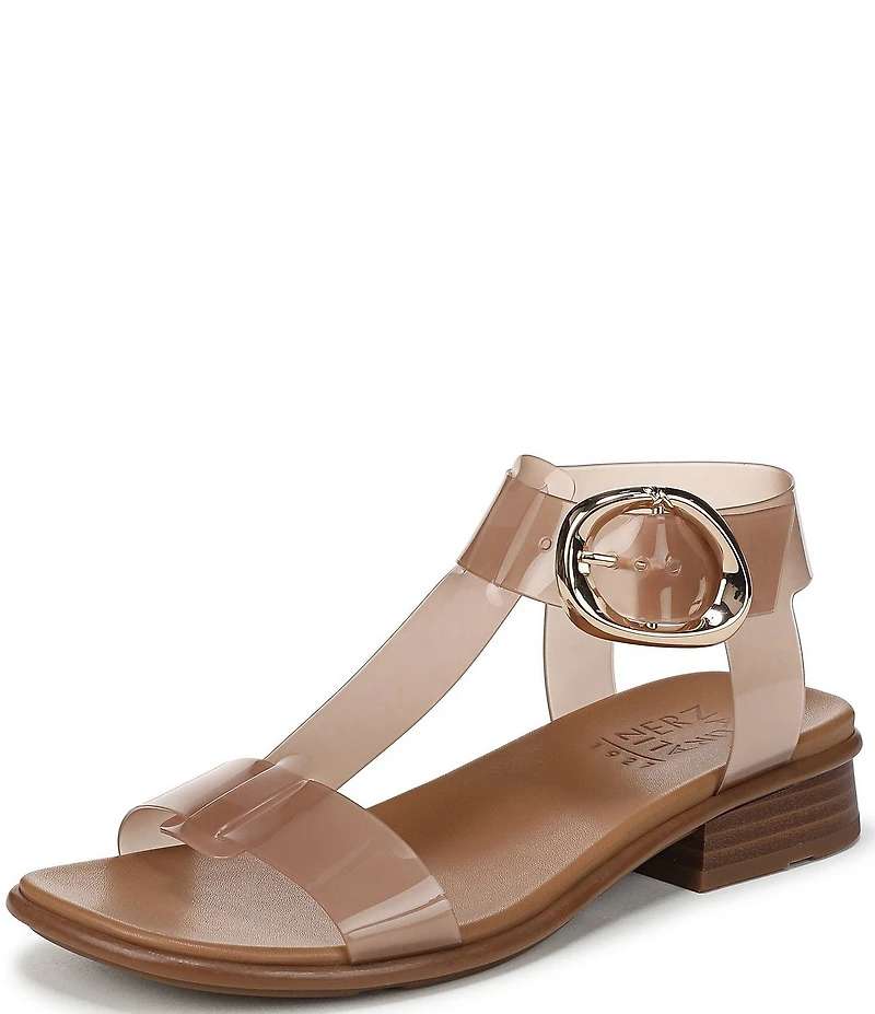 Naturalizer Brandy Big Buckle Hardware T-Strap Ankle Wrap Sandals