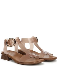 Naturalizer Brandy Big Buckle Hardware T-Strap Ankle Wrap Sandals