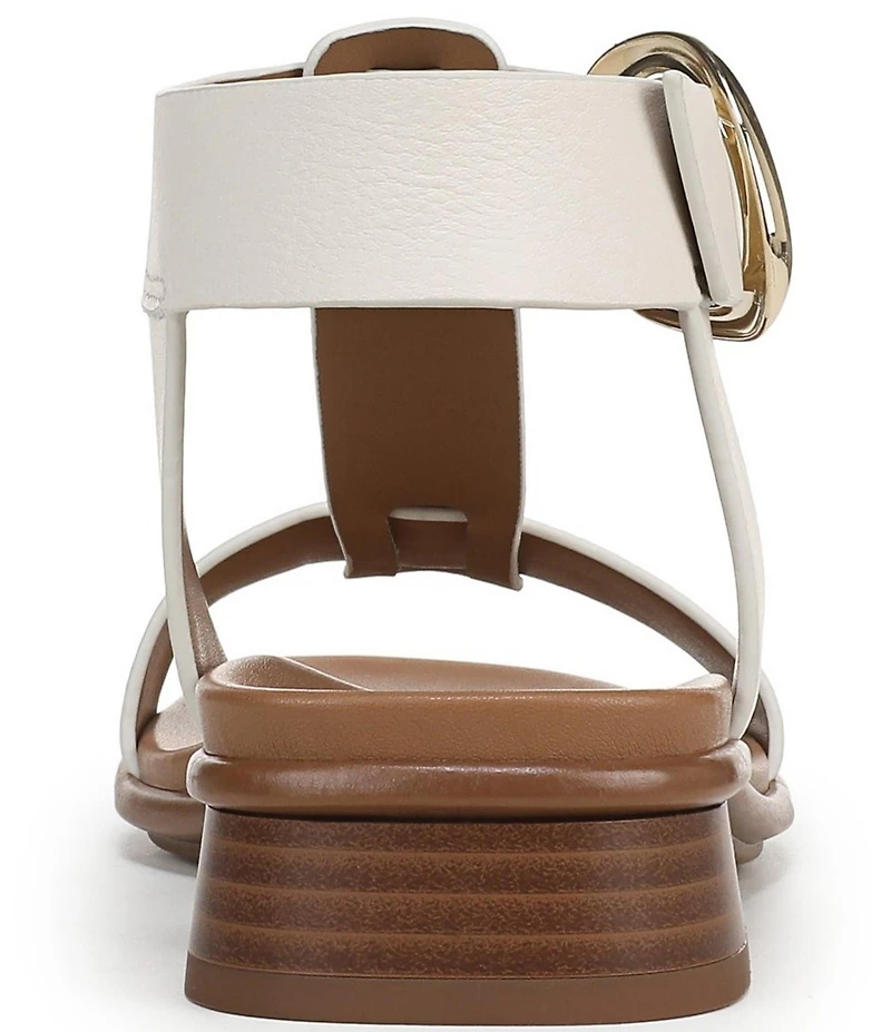 Naturalizer Brandy Leather Big Buckle Hardware T-Strap Ankle Wrap Sandals