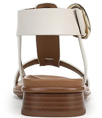 Naturalizer Brandy Leather Big Buckle Hardware T-Strap Ankle Wrap Sandals