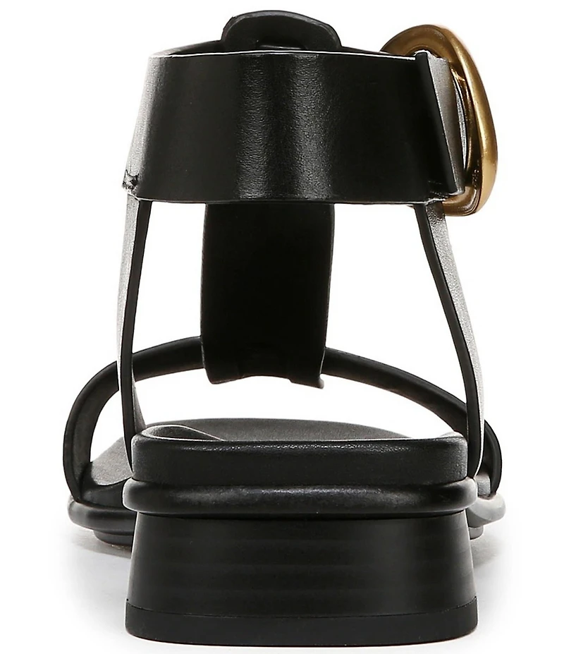 Naturalizer Brandy Leather Big Buckle Hardware T-Strap Ankle Wrap Sandals