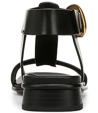 Naturalizer Brandy Leather Big Buckle Hardware T-Strap Ankle Wrap Sandals