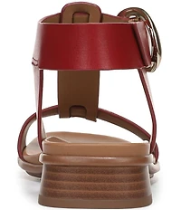 Naturalizer Brandy Leather Big Buckle Hardware T-Strap Ankle Wrap Sandals