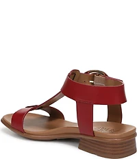 Naturalizer Brandy Leather Big Buckle Hardware T-Strap Ankle Wrap Sandals
