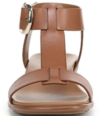 Naturalizer Brandy Leather Big Buckle Hardware T-Strap Ankle Wrap Sandals