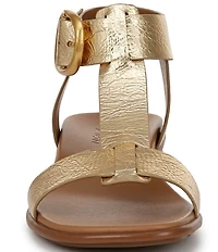 Naturalizer Brandy Metallic Big Buckle Hardware T-Strap Ankle Wrap Sandals