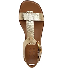 Naturalizer Brandy Metallic Big Buckle Hardware T-Strap Ankle Wrap Sandals