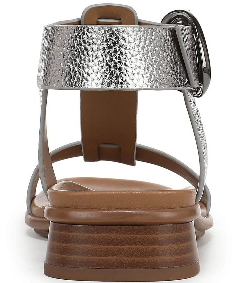 Naturalizer Brandy Metallic Big Buckle Hardware T-Strap Ankle Wrap Sandals