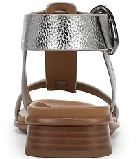 Naturalizer Brandy Metallic Big Buckle Hardware T-Strap Ankle Wrap Sandals