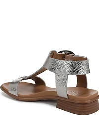 Naturalizer Brandy Metallic Big Buckle Hardware T-Strap Ankle Wrap Sandals