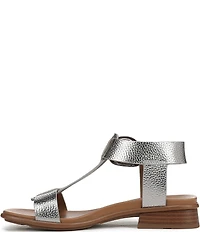 Naturalizer Brandy Metallic Big Buckle Hardware T-Strap Ankle Wrap Sandals
