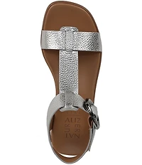 Naturalizer Brandy Metallic Big Buckle Hardware T-Strap Ankle Wrap Sandals