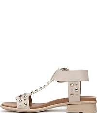 Naturalizer Brandy Studded Leather Big Buckle Hardware T-Strap Ankle Wrap Sandals