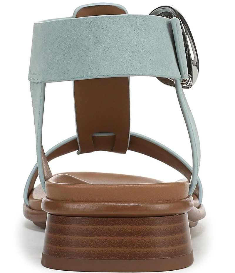 Naturalizer Brandy Suede Big Buckle Hardware T-Strap Ankle Wrap Sandals