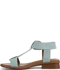 Naturalizer Brandy Suede Big Buckle Hardware T-Strap Ankle Wrap Sandals