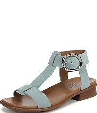 Naturalizer Brandy Suede Big Buckle Hardware T-Strap Ankle Wrap Sandals