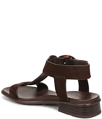 Naturalizer Brandy Suede Big Buckle Hardware T-Strap Ankle Wrap Sandals