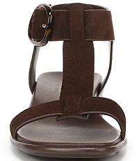 Naturalizer Brandy Suede Big Buckle Hardware T-Strap Ankle Wrap Sandals