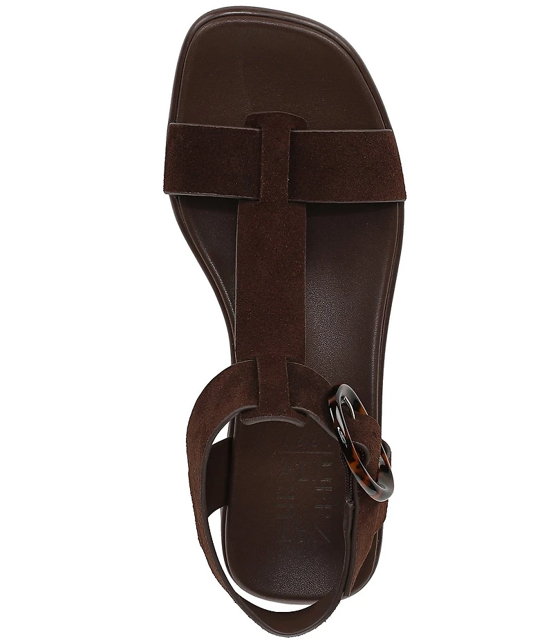 Naturalizer Brandy Suede Big Buckle Hardware T-Strap Ankle Wrap Sandals