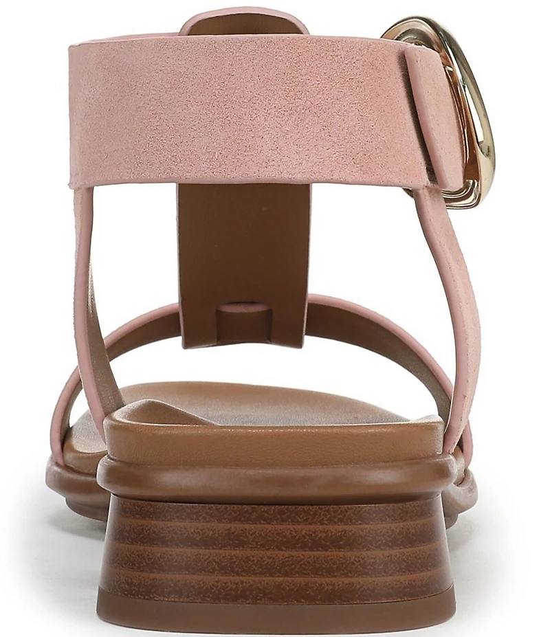 Naturalizer Brandy Suede Big Buckle Hardware T-Strap Ankle Wrap Sandals