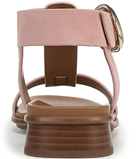 Naturalizer Brandy Suede Big Buckle Hardware T-Strap Ankle Wrap Sandals