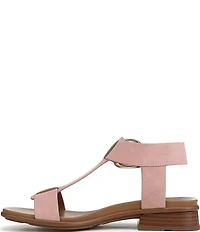 Naturalizer Brandy Suede Big Buckle Hardware T-Strap Ankle Wrap Sandals