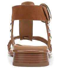 Naturalizer Brandy Suede Stud Big Buckle Hardware T-Strap Ankle Wrap Sandals