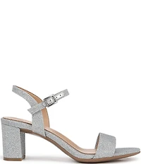 Naturalizer Bristol Metallic Fabric Ankle Strap Block Heel Dress Sandals