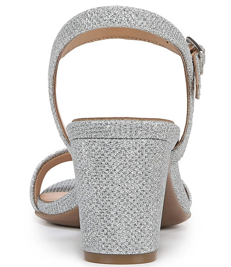 Naturalizer Bristol Metallic Fabric Ankle Strap Block Heel Dress Sandals