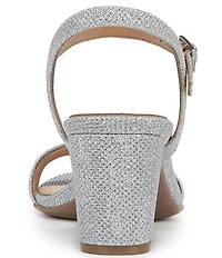 Naturalizer Bristol Metallic Fabric Ankle Strap Block Heel Dress Sandals