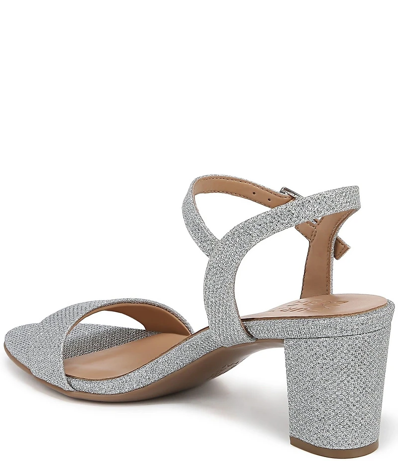 Naturalizer Bristol Metallic Fabric Ankle Strap Block Heel Dress Sandals